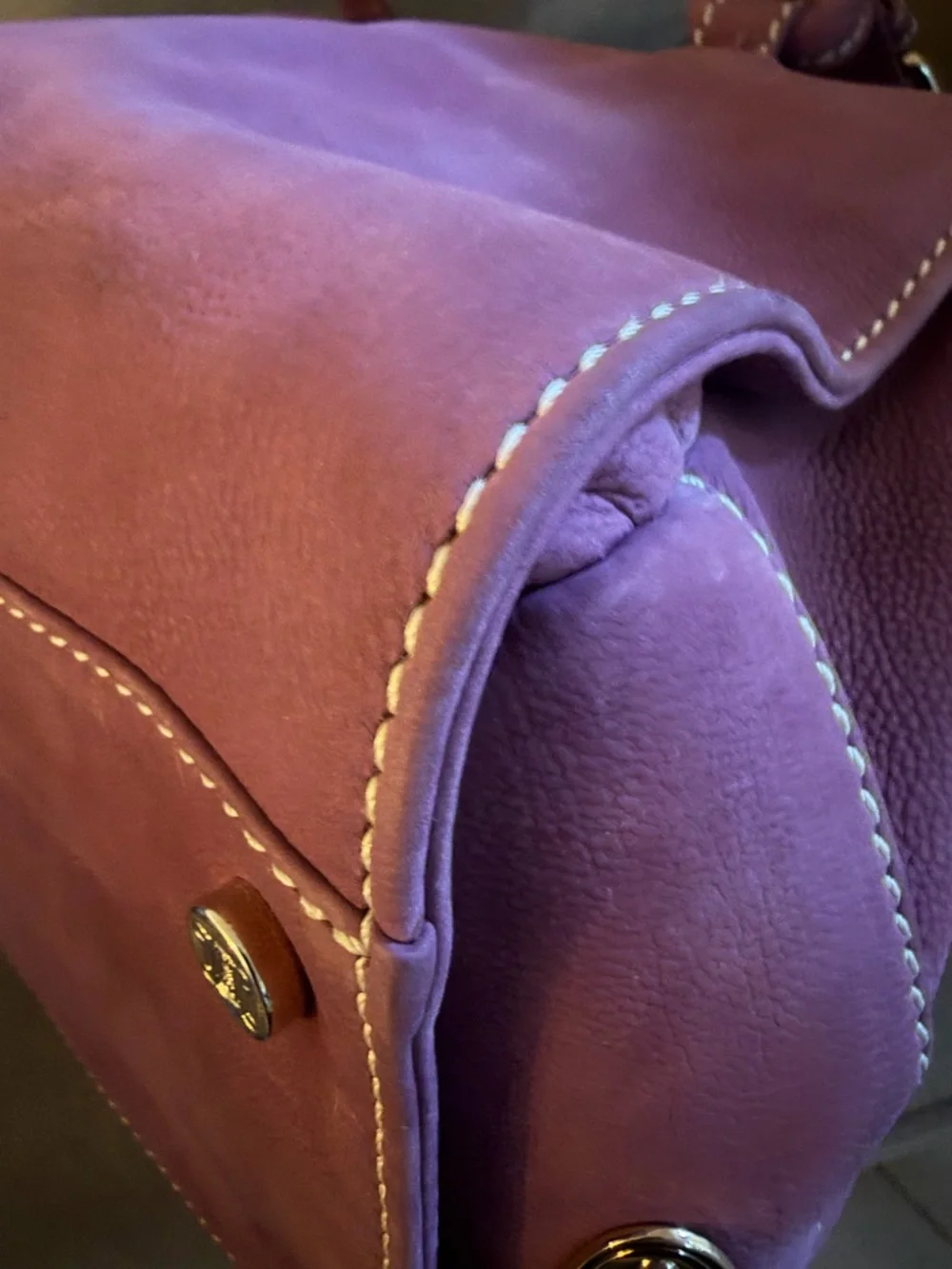 Celine Suede Satchel Handbag in Plum - Picture 5 of 14